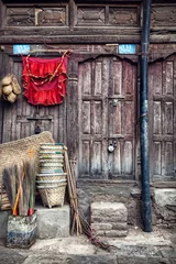 Papier Peint photo Népal Maison en bois à Katmandou