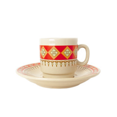 Ceramic Coffee cup and saucer with ethnic pattern