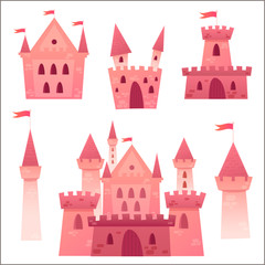 Cute cartoon vector medieval castle - 65577700