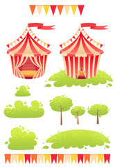 Cute cartoon vector tent show circus