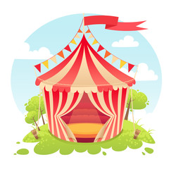 Cute cartoon vector tent show circus - 65577711