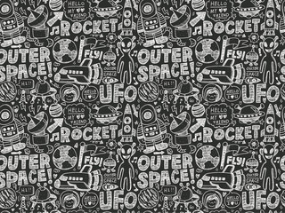 Obraz premium seamless doodle space pattern
