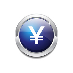 Obraz premium Yen Currency Sign Circular Vector Blue Web Icon Button