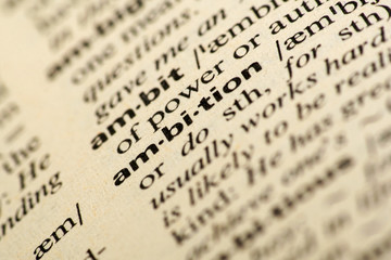 Word ambition in a dictionary