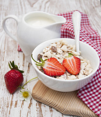 grain muesli with strawberries