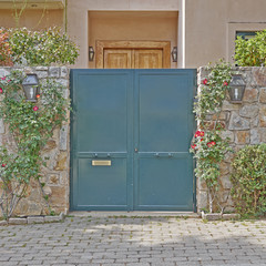 Contemporary house green door, Athens suburbs, Greece