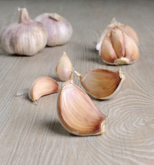 Cloves of garlic on the table
