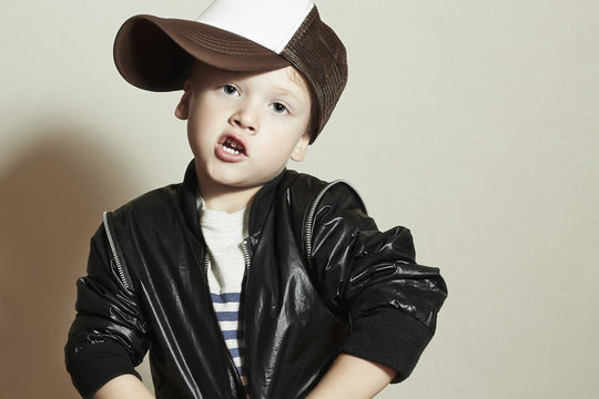 Funny little boy.Hip-Hop Style. fashion children.4 years old