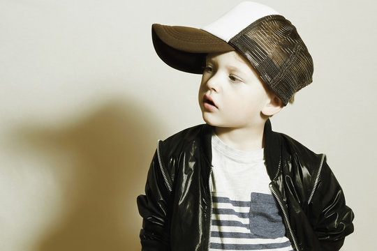 Fashionable little boy.Hip-Hop Style.fashion child.Young Rapper