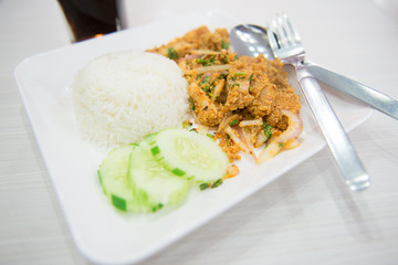 Chicken mix salad with rice, Thai food