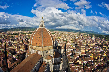 Fototapeta na wymiar View of Florence with a dome of Santa Maria del Fiore cathedral