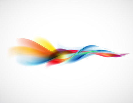 Abstract smooth colorful flow element horizontal on white