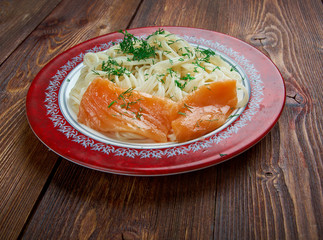 Pasta vermicelli with salmon