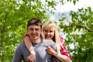 Happy family spending time together in the park