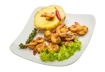 Garlic shrimps with potato