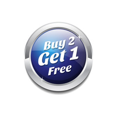Buy 2 Get 1 Free Glossy Shiny Circular Vector Button