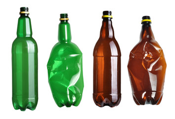 Used plastic bottles isolated on white