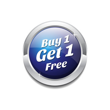 Buy 1 Get 1 Free Glossy Shiny Circular Vector Button