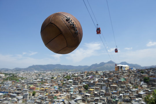 Vintage Football Soccer Ball Rio de Janeiro Brazil Favela