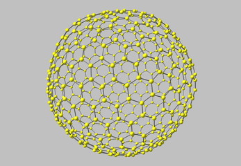 Fullerene molecule isolated on gray