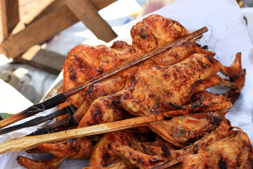 Bar-B-Q or BBQ grill of chicken.