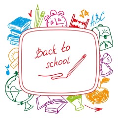 Back to school, school background of school supplies - 65586531