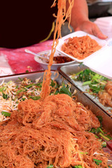 Stir fried rice noodle in the market