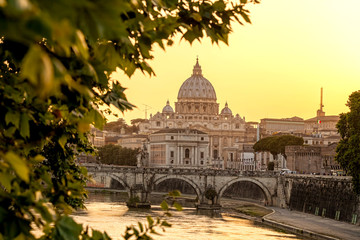 Fototapeta na wymiar Basilica di San Pietro with bridge in Vatican, Rome, Italy