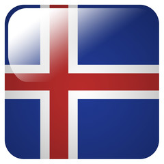 Glossy icon with flag of Iceland