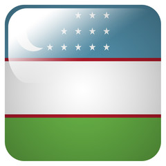  Glossy icon with flag of Uzbekistan