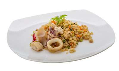 Fried rice with calamari