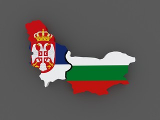 Serbia and Hungary. map.