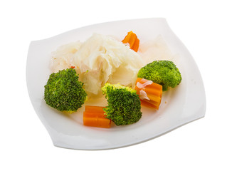 Boiled cabbage and broccoli