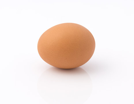 Close up of an egg on white background