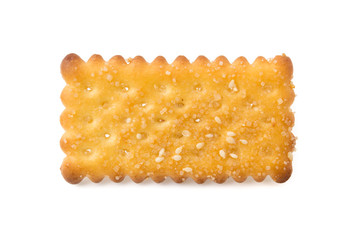 Crackers with sesame on white background