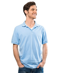 Mann blickt seitlich