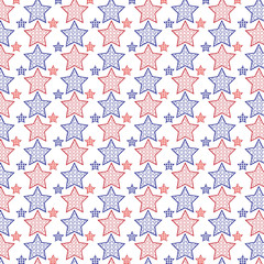 Seamless vector red and blue star pattern background