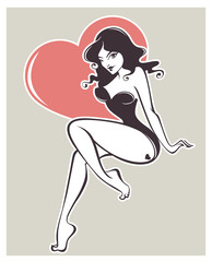 sexy pinup girl on beige background