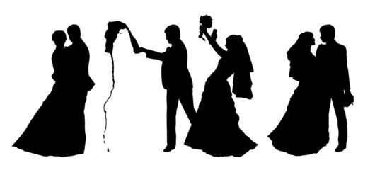 bride and groom silhouettes set 5