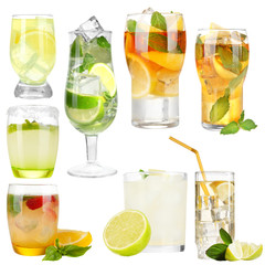 Cold fresh lemonade isolated on white