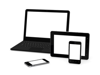 Notebook, cellphone and tablet PC.