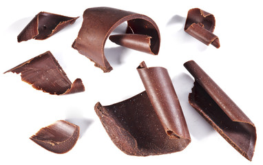 Chocolate chips isolated on a white background.