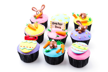Easter cupcakes isolated white background