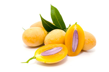 Fototapeta na wymiar Marian plum or maprang (thai fruit) isolated on white background