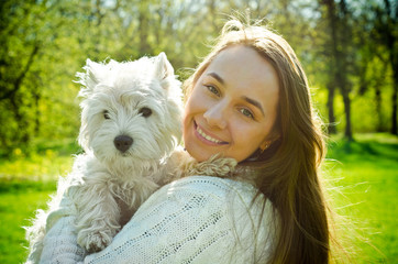 woman with terrier