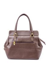 Woman leather bag isolated white background