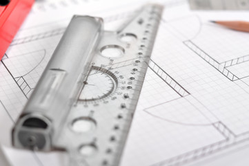 ruler and apartment blueprint