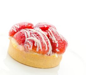 Strawberry tart isolated on white