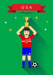 United States of America Champion Team Cup Flat Design