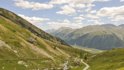 Fototapeta premium Corviglia, Piz Nair, Wanderung, Alpen, Sommer, Schweiz
